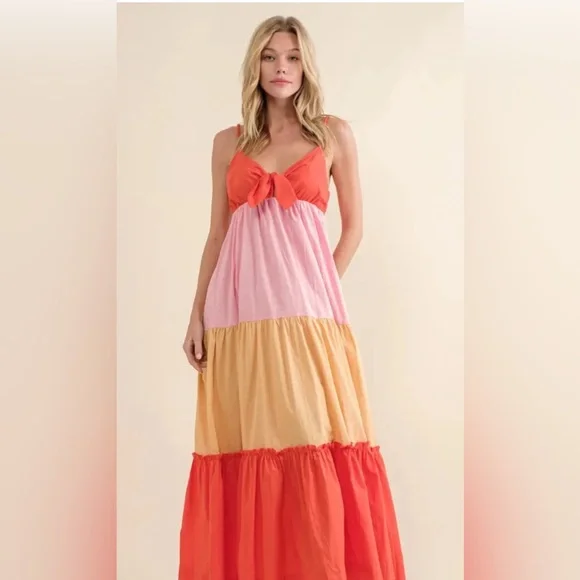 【THEAIRTOWN】 mustard multi frill sk ♥2color Scotch & Soda | Dresses | Scotch Soda Color Block Maxi Dress